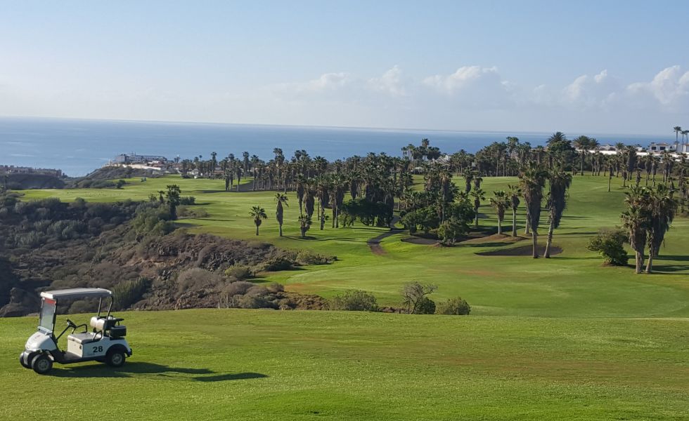 Awe-inspiring view of Golf del Sur Golf Course, a golfing paradise near Hotel Suite Villa Maria.